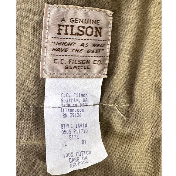 Filson Rugged Men's Weather Resistant Tin Cloth Field Jacket Otter Green-Size L - Picture 3 of 16